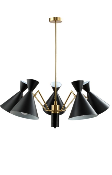 Люстра на штанге Crystal Lux JOVEN SP5 GOLD/BLACK - фото 882415