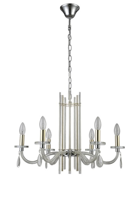 Подвесная люстра Crystal Lux AURELIO SP6 GOLD+CHROME/TRANSPARENT - фото 899601